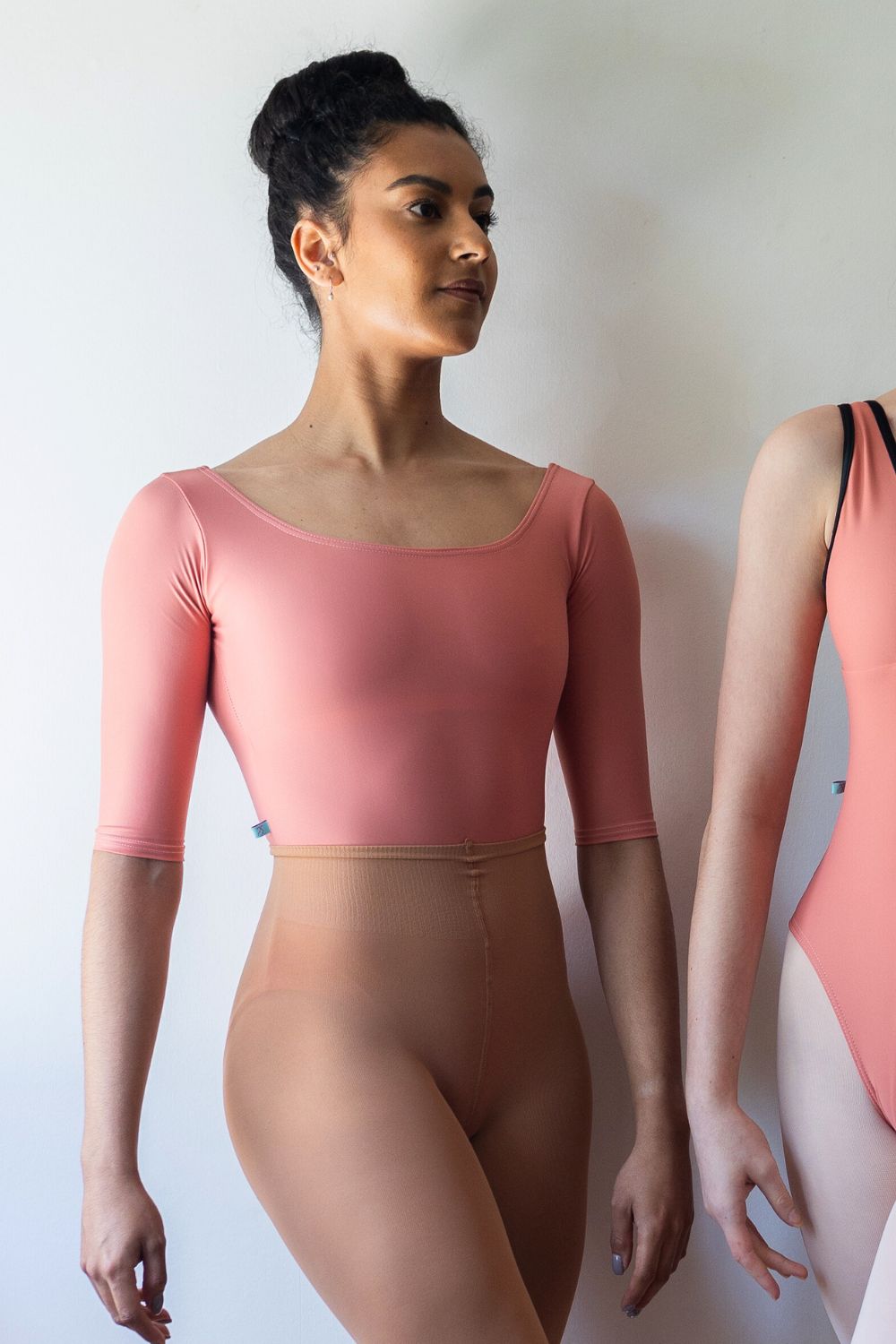 Women's Barcelona Half Sleeve Ballet Leotard - Peach Porcelain- Long Sleeve, Ready to Ship - Imperfect Pointes