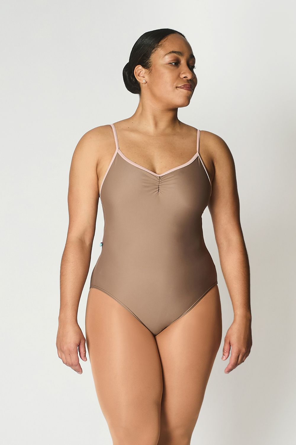 Women's Haina Camisole Leotard - Mocha and Oyster Pink