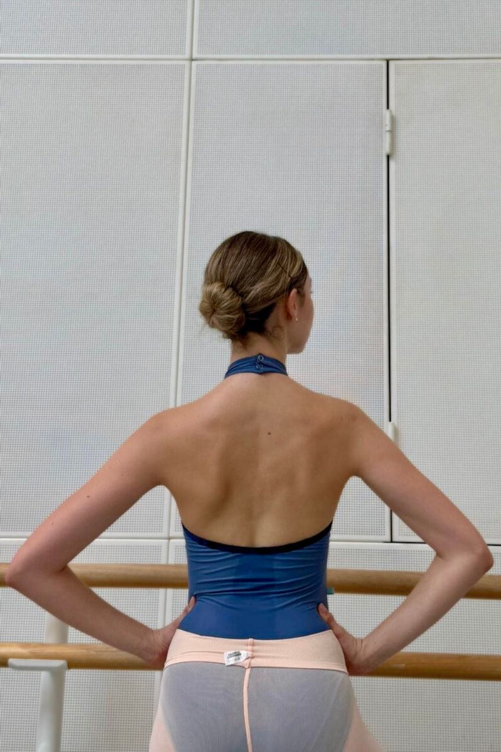 Women's Henderson Halter Neck Leotard - Film Blue with Navy Velvet Trim