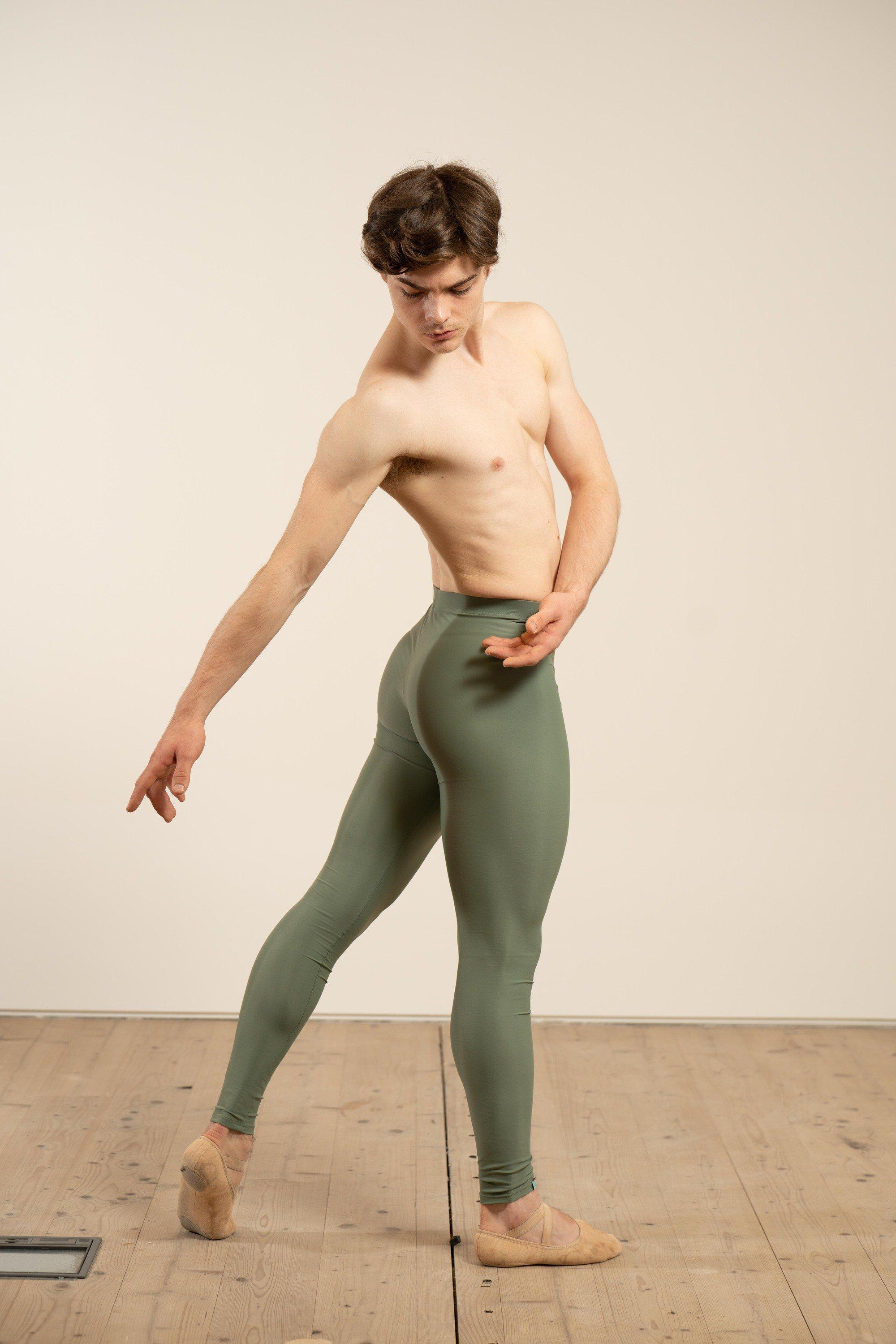 Men's Dance Tights - Army Green-Men's Sustainable Ballet Tights-Imperfect Pointes- Po Delta 