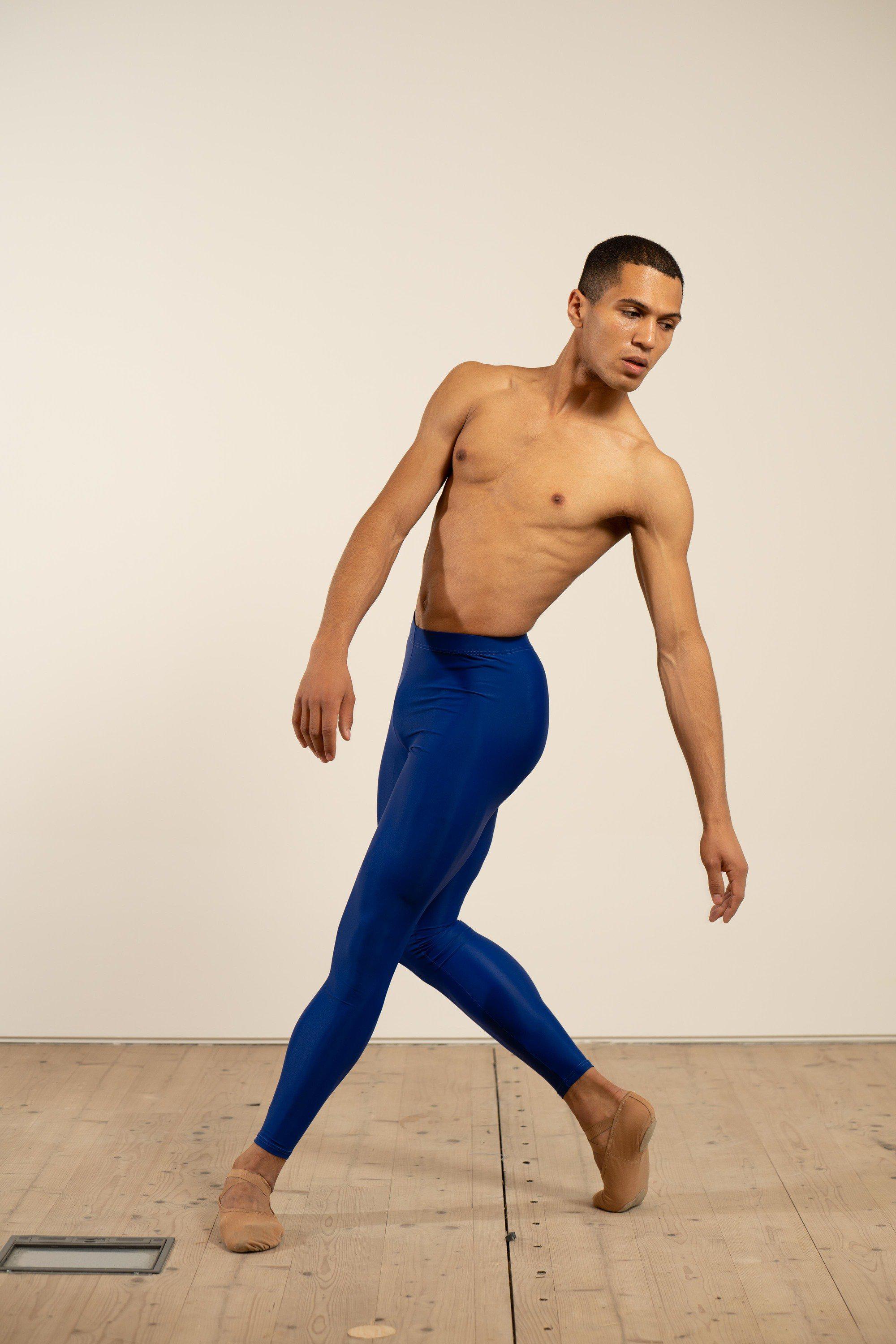 Men's Dance Tights -Racing Blue-Men's Sustainable Ballet Tights-Imperfect Pointes- Po Delta