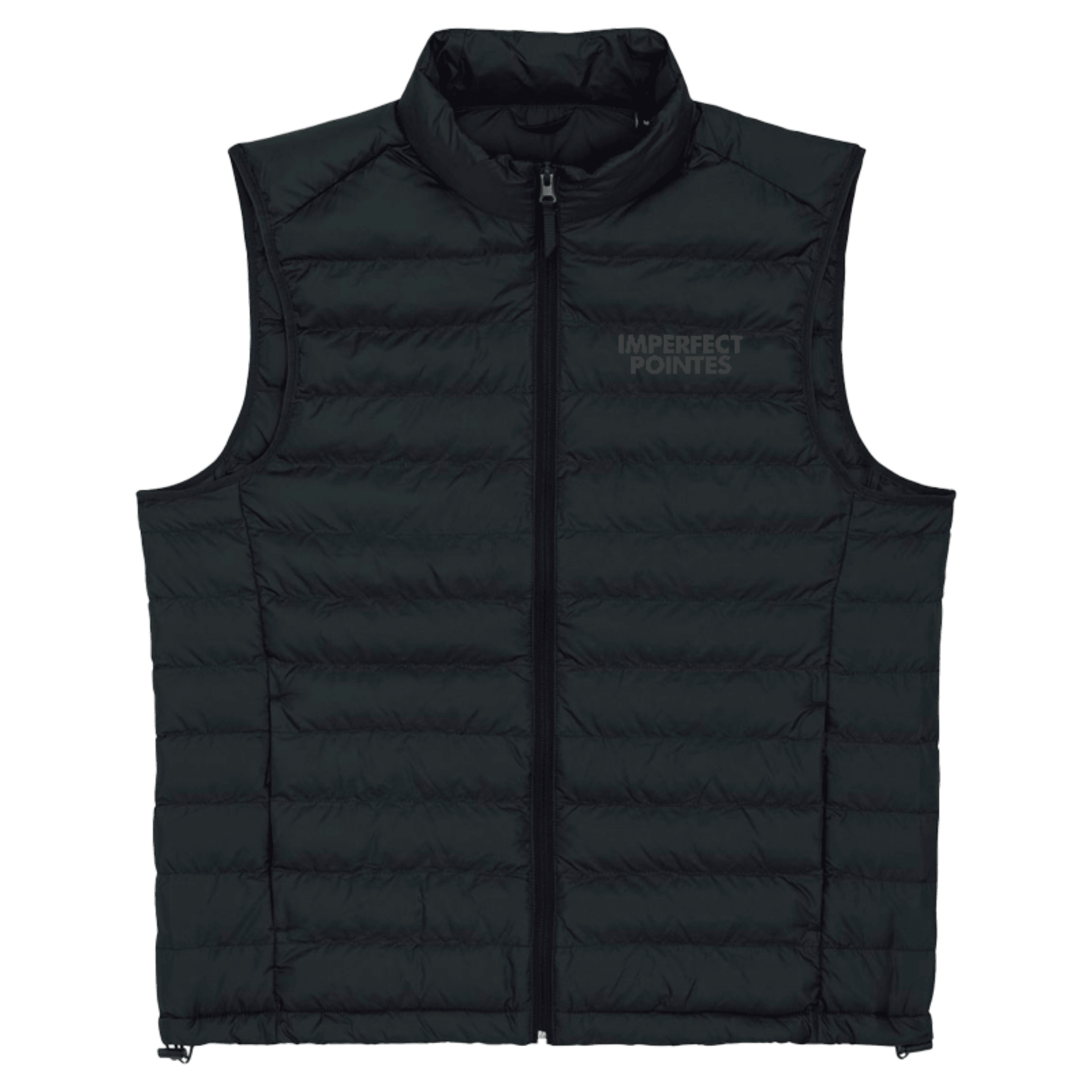 Mens Quilted Bodywarmer Gilet with Embroidered BLACK Logo - Accessories, New, Ready to Ship - Imperfect Pointes
