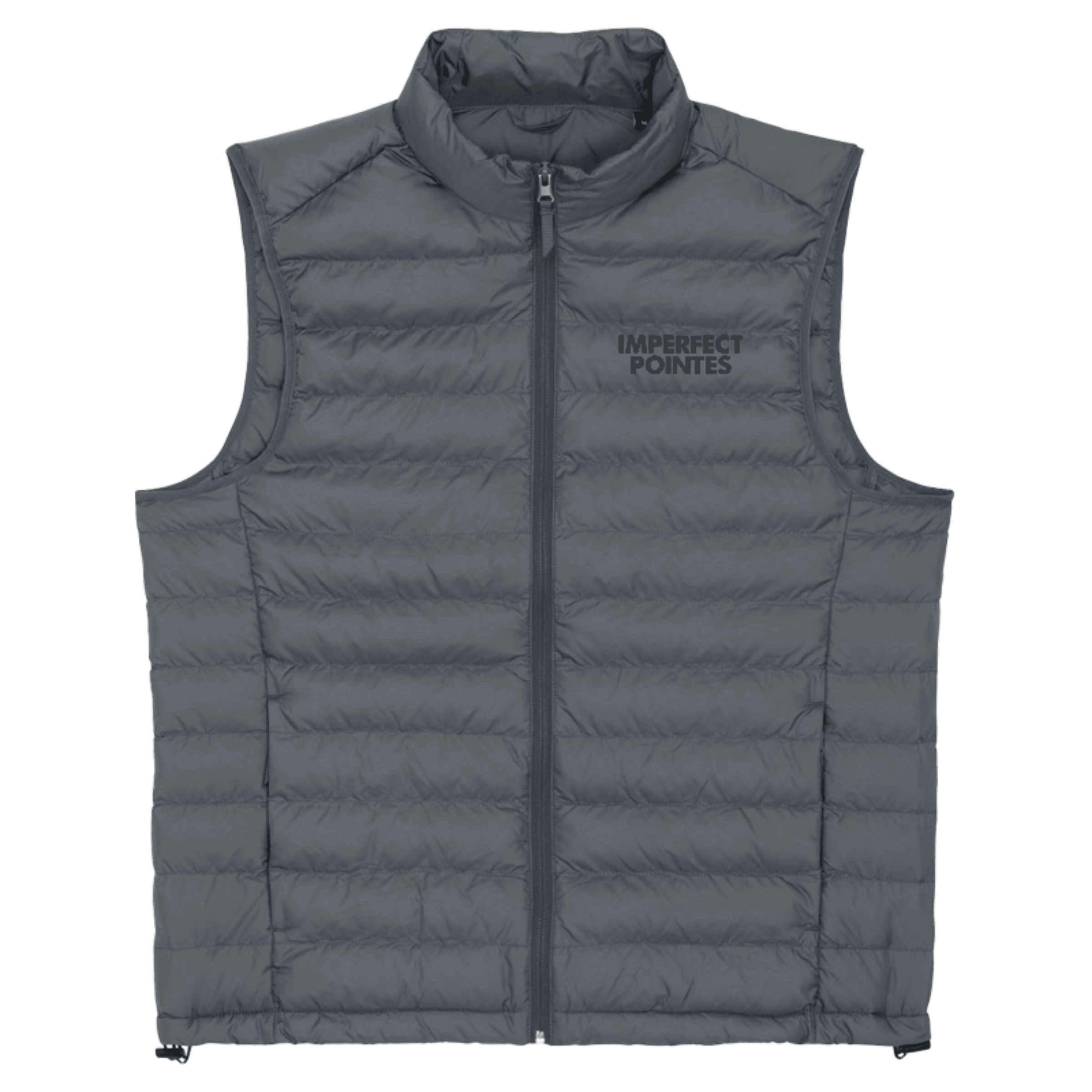 Mens Quilted Bodywarmer Gilet with Embroidered BLACK Logo - Accessories, New, Ready to Ship - Imperfect Pointes