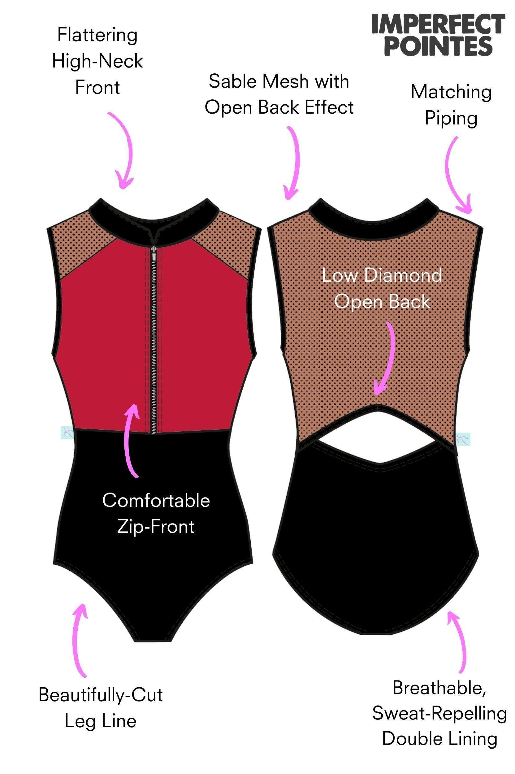 TUSCANY HALF ZIP LEOTARD - - Imperfect Pointes