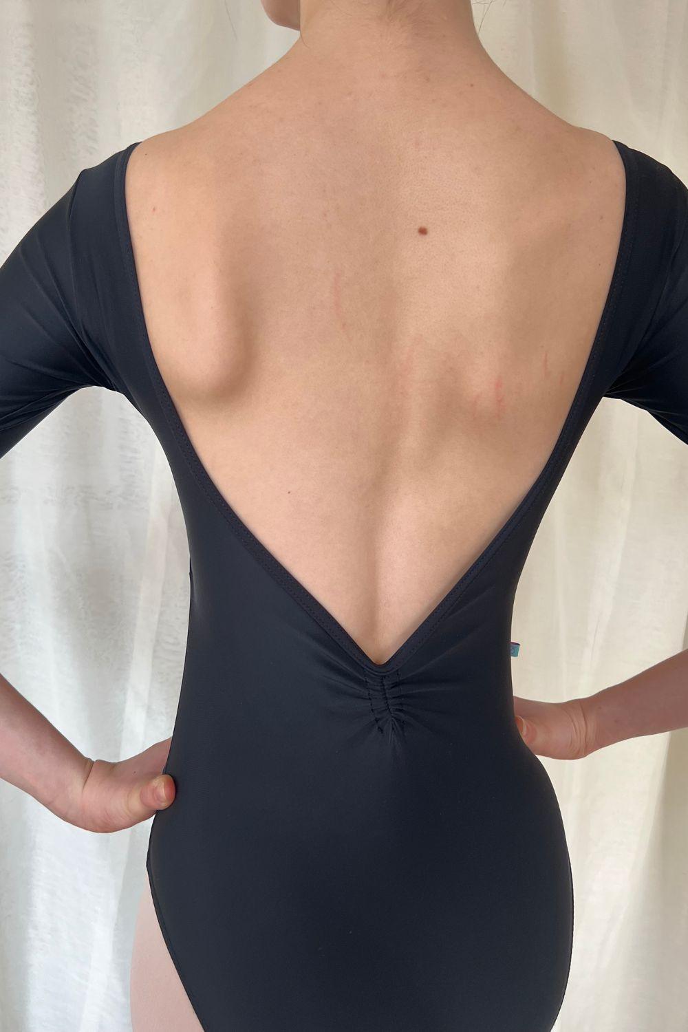 Women's Mersey 3/4 Sleeve Leotard - Black - Long Sleeve, Made to Order - Imperfect Pointes