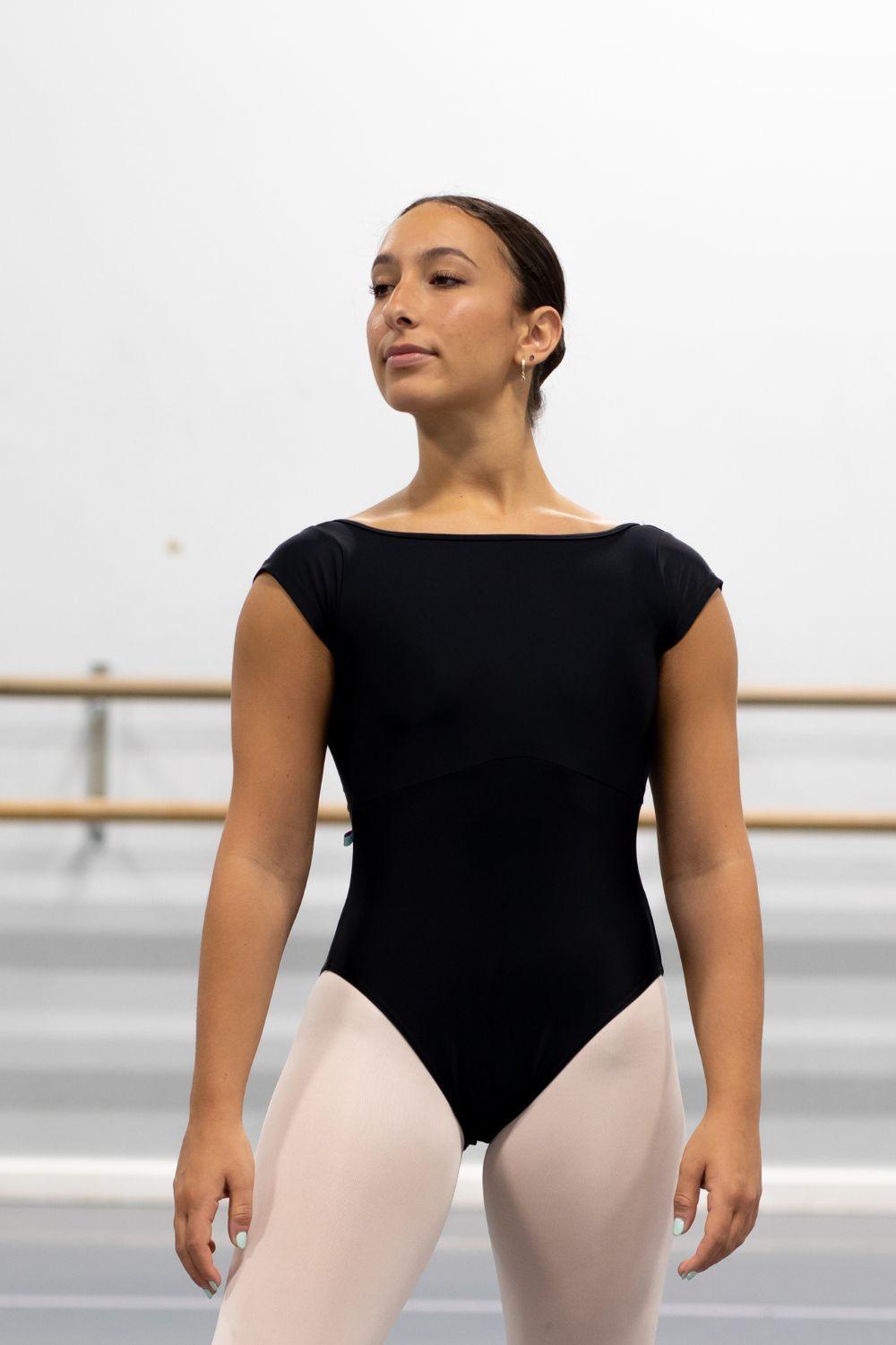 Women's Mersey Cap Sleeve Leotard - Black - Made to Order, Short Sleeve - Imperfect Pointes