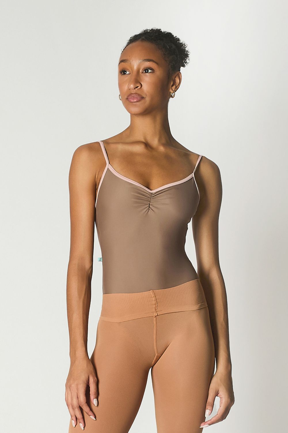 Women's Haina Camisole Leotard - Mocha and Oyster Pink