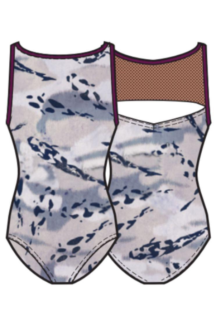 Girls Cilicia Leotard-Camufish Print with Sable Mesh-Imperfect Pointes