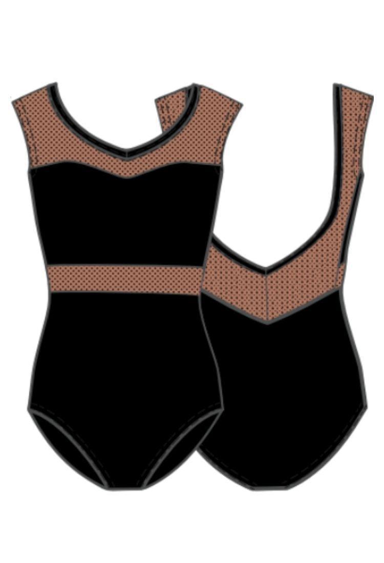 Girls Valencia Leotard-Black with Sable Mesh-Imperfect Pointes