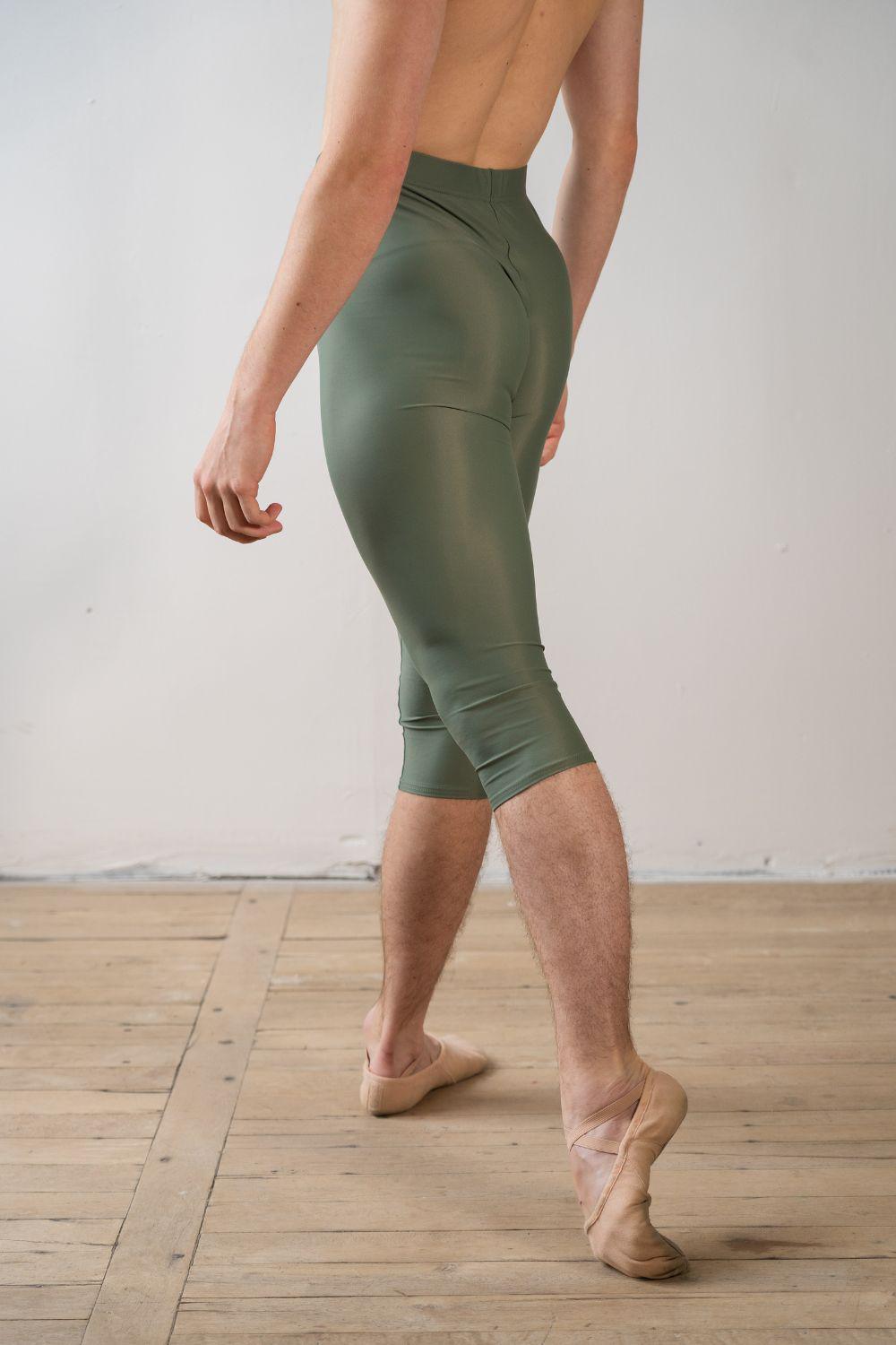 Men's Below Knee Dance Tights - Army Green-Men's Ballet Tights Sustainable-Imperfect Pointes- Modbury