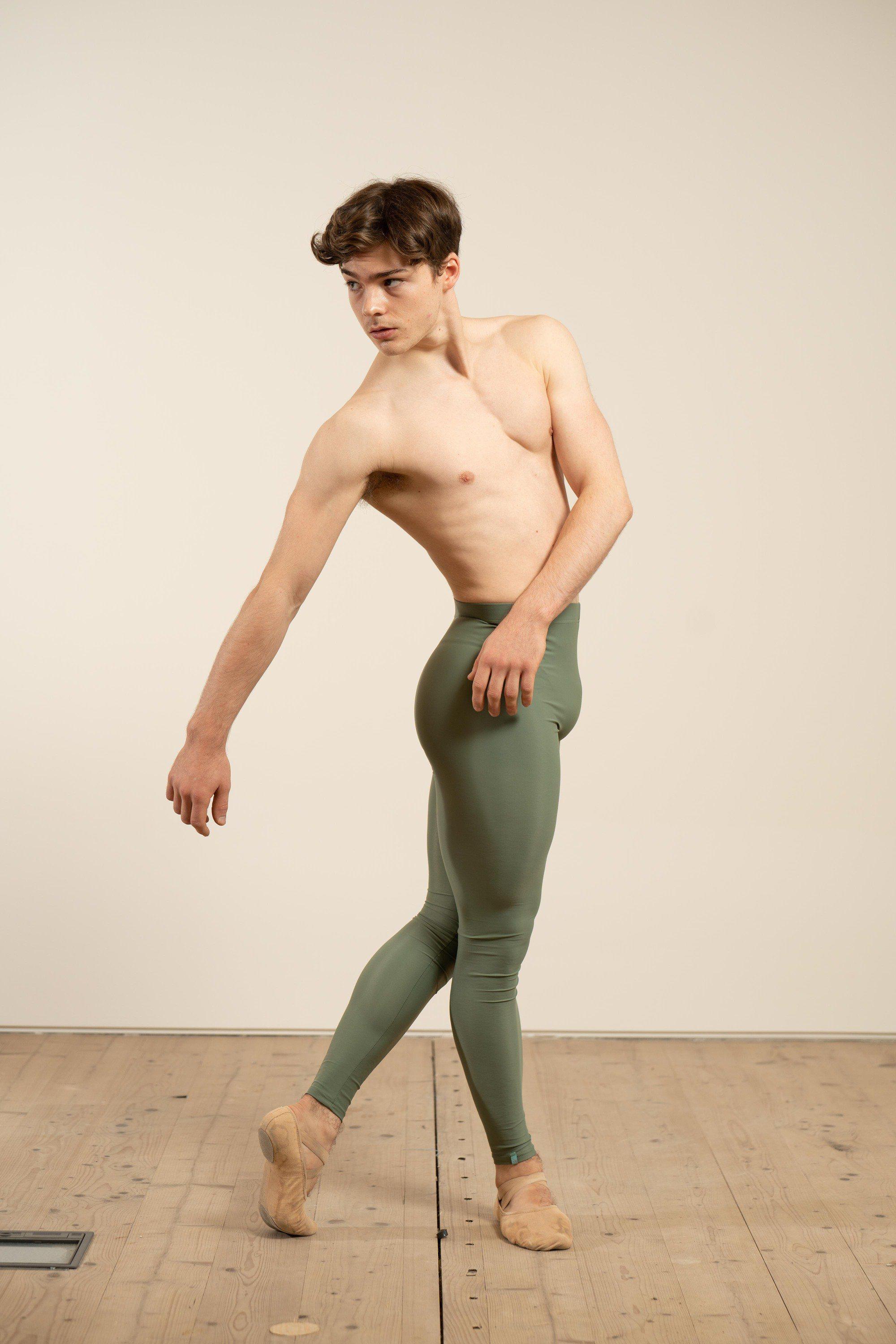 Men's Dance Tights - Army Green-Men's Sustainable Ballet Tights-Imperfect Pointes- Po Delta