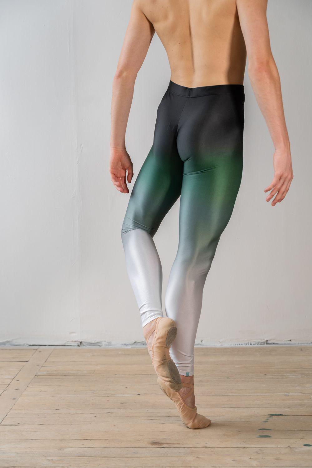 Men's Dance Tights - Ombre Green-Men's Sustainable Ballet Tights-Imperfect Pointes- Po Delta