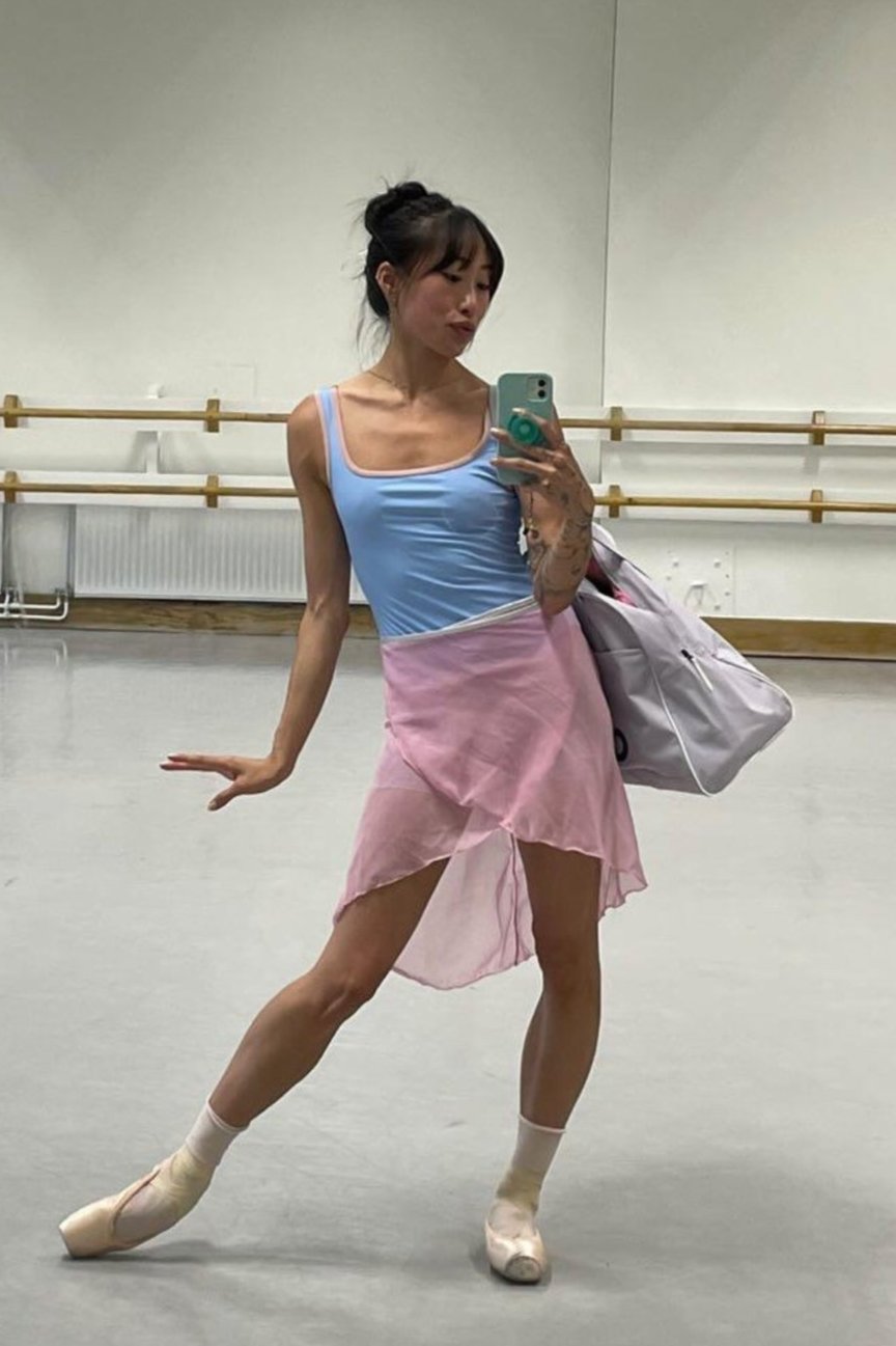 madeline woo wearing imperfect pointes seychelles leotard