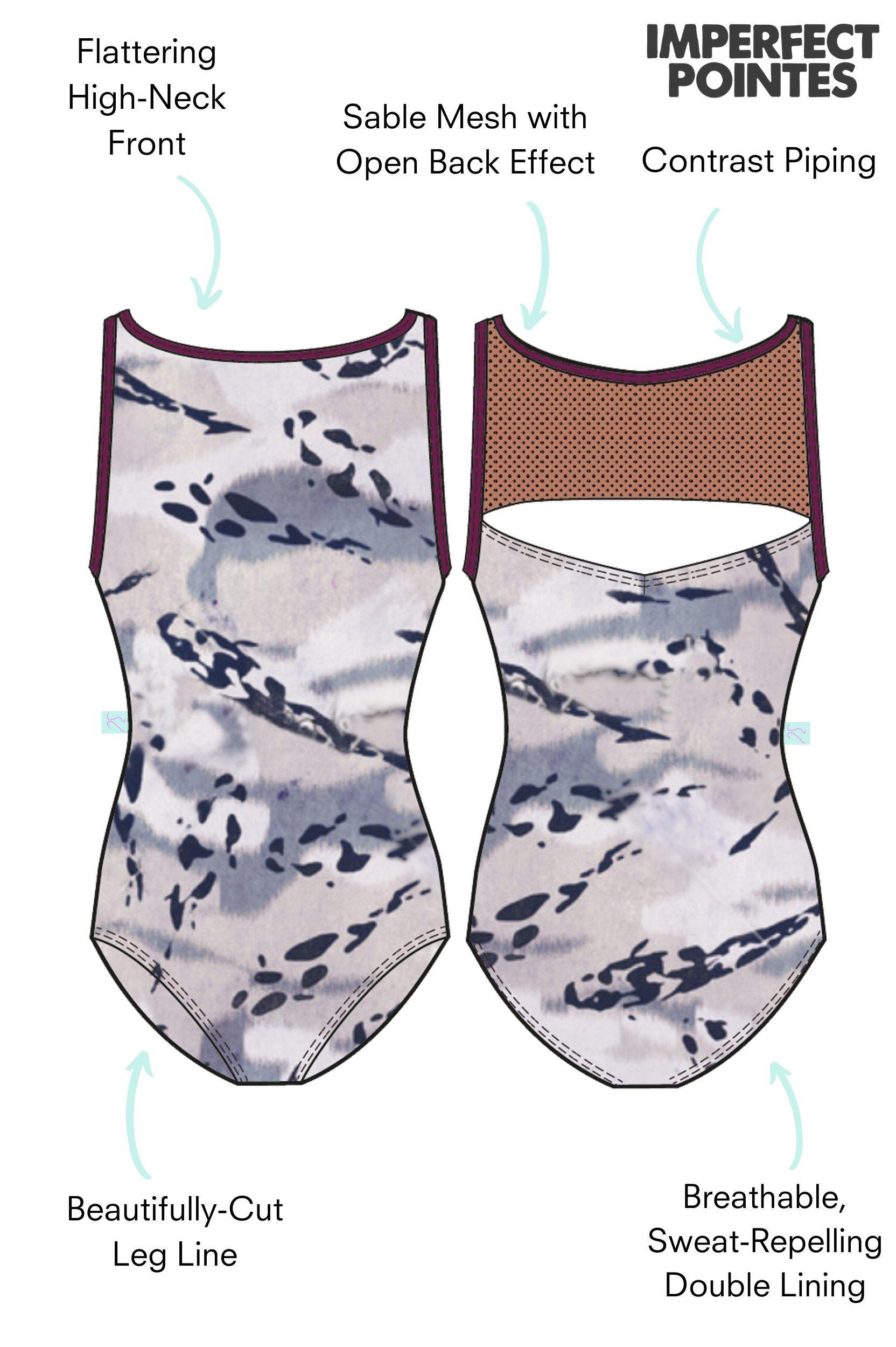 Women's Cilicia Leotard - Camufish Print with Sable Mesh-Women's Leotard-XS-Imperfect Pointes