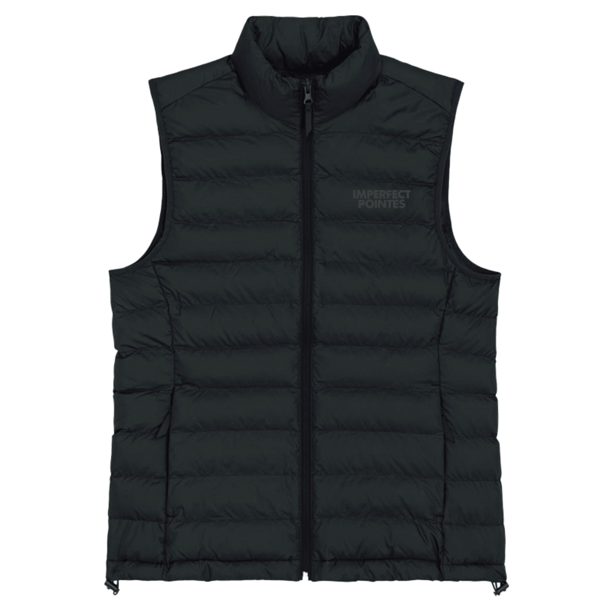 Womens Quilted Bodywarmer Gilet with Embroidered BLACK Logo - Accessories, New, Ready to Ship - Imperfect Pointes